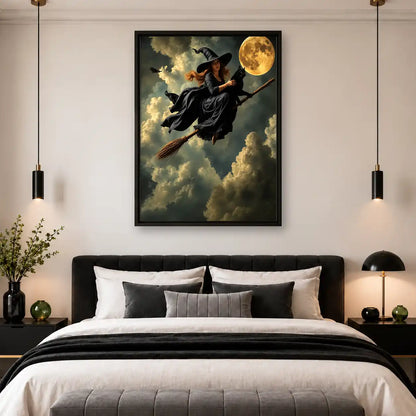 Moonlit Witch And Black Cat Wall Art 4