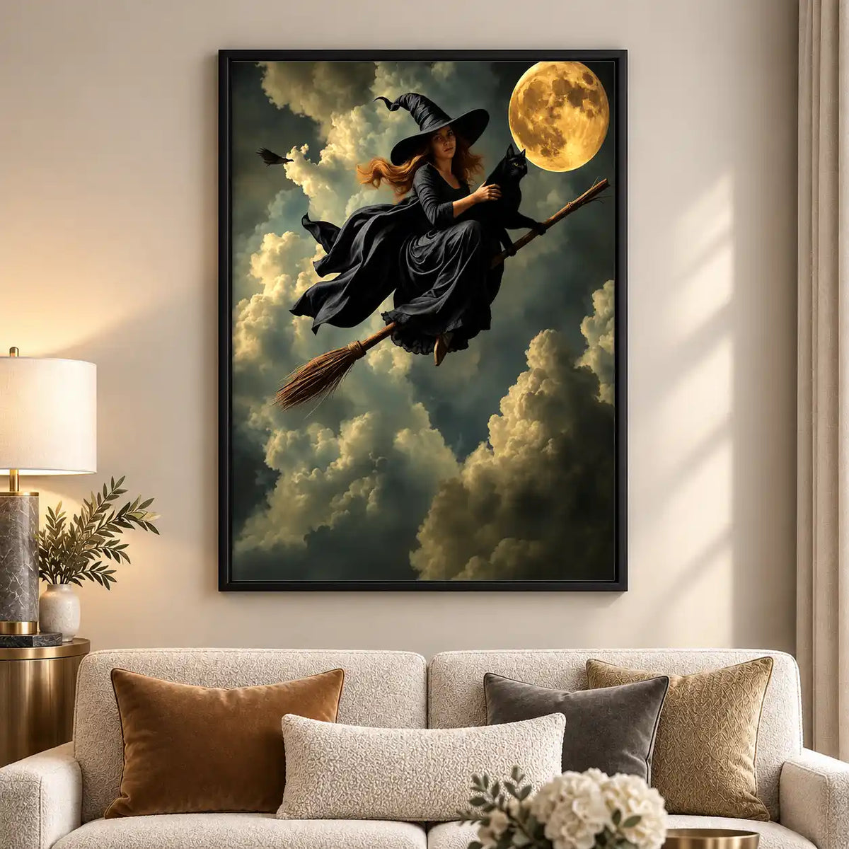 Moonlit Witch And Black Cat Wall Art 5
