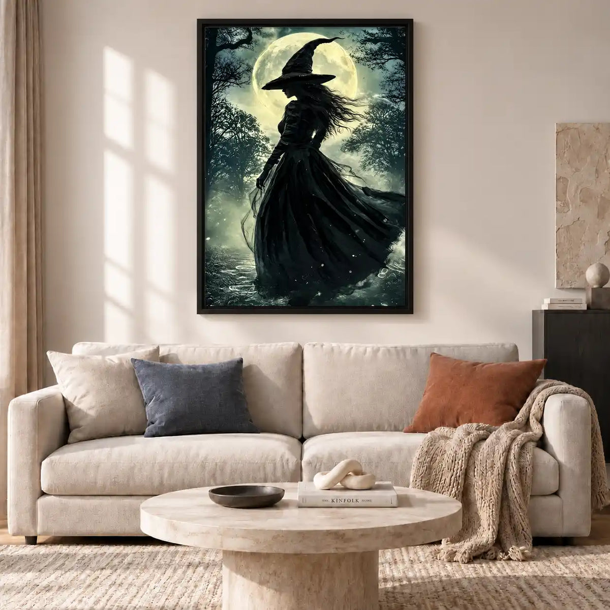 Moonlit Witch In Dark Forest Wall Art 2