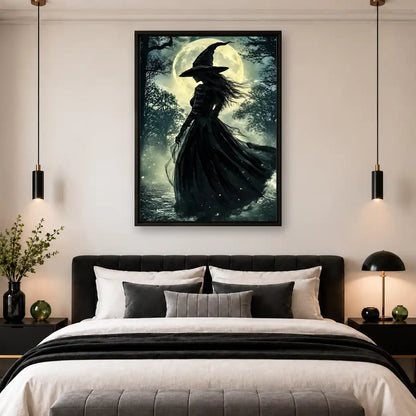 Moonlit Witch In Dark Forest Wall Art 4