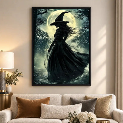 Moonlit Witch In Dark Forest Wall Art 5