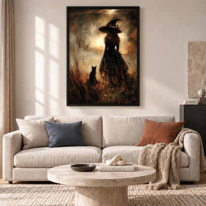 Moonlit Witch With Black Cat Wall Art 2