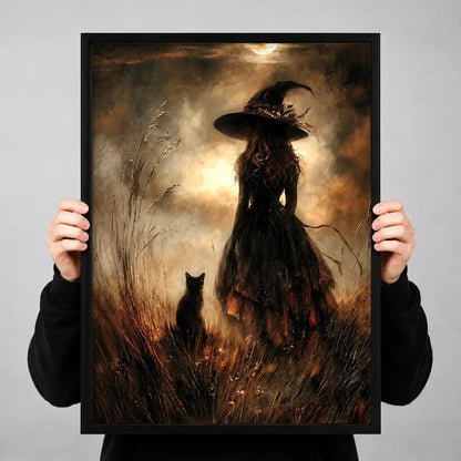 Moonlit Witch With Black Cat Wall Art 3
