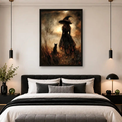 Moonlit Witch With Black Cat Wall Art 4