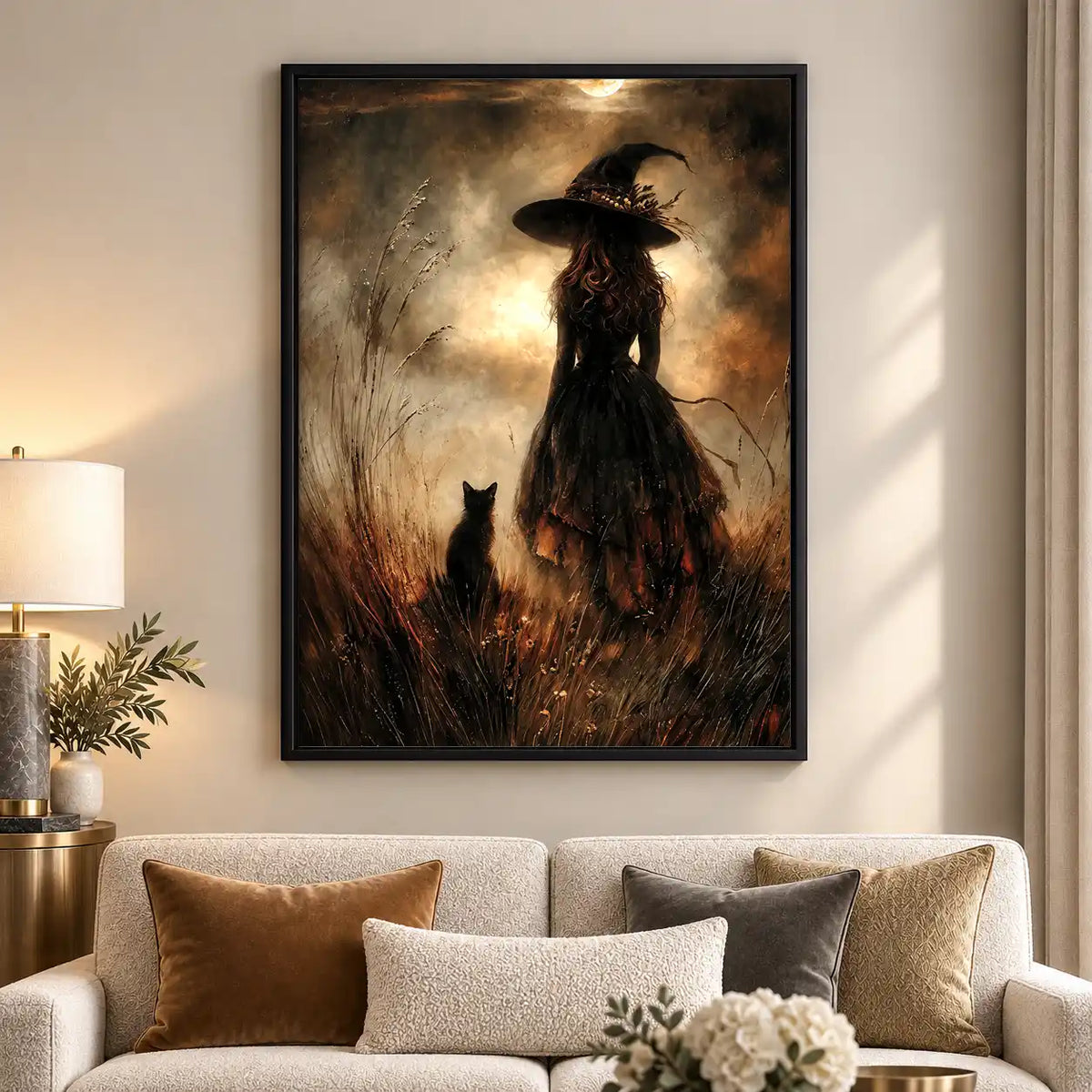 Moonlit Witch With Black Cat Wall Art 5
