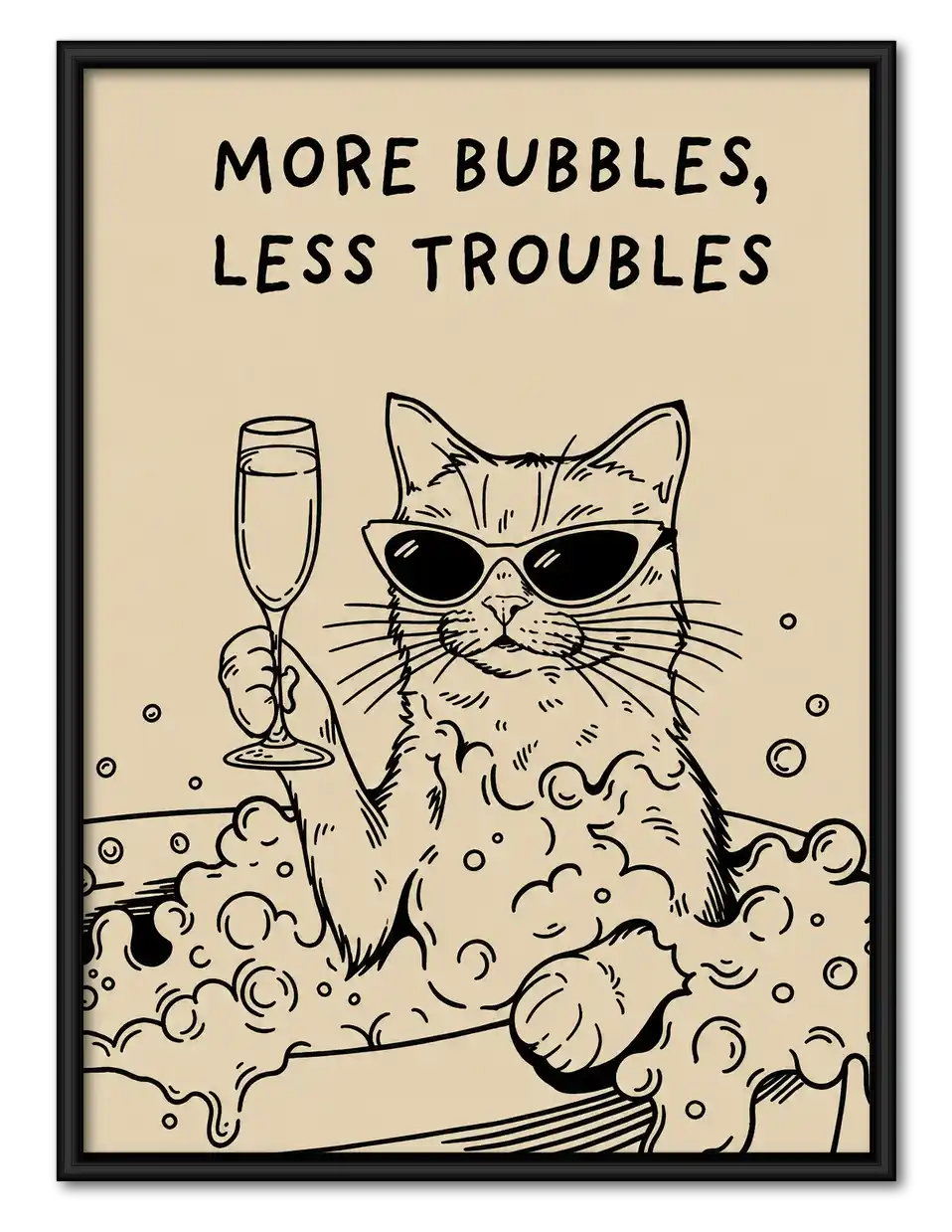 More Bubbles Less Troubles Cat Wall Art 1