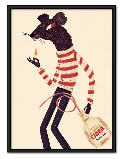 Mouse Carrying Cider Bag Wall Art 1