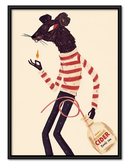 Mouse Carrying Cider Bag Wall Art