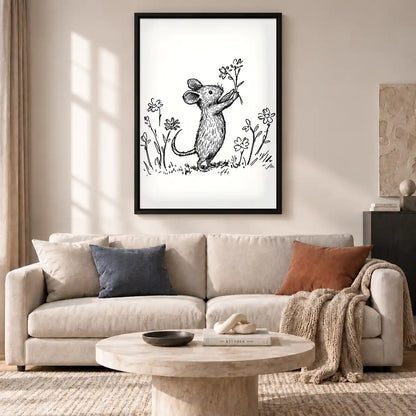 Mouse Smelling Wildflowers Wall Art 2