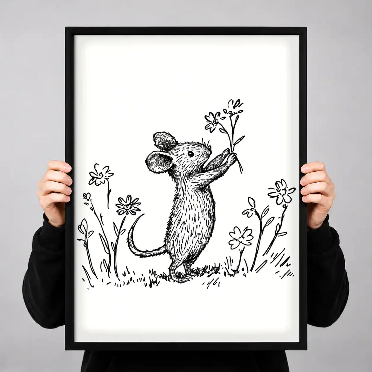 Mouse Smelling Wildflowers Wall Art 3