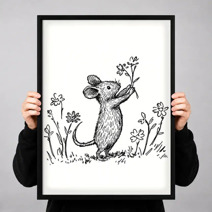 Mouse Smelling Wildflowers Wall Art 3