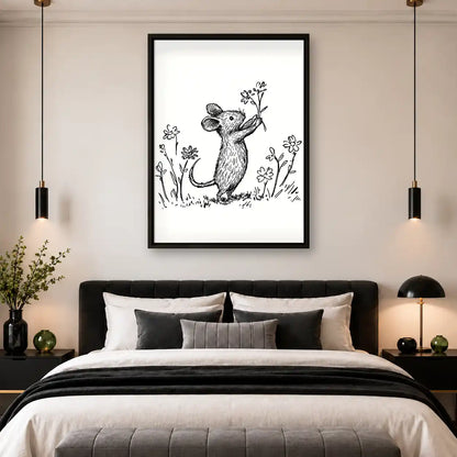 Mouse Smelling Wildflowers Wall Art 4