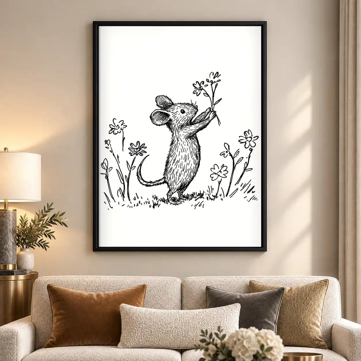 Mouse Smelling Wildflowers Wall Art 5