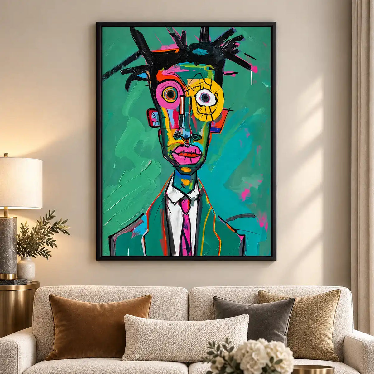 Neon Abstract Gentleman Portrait Wall Art 5