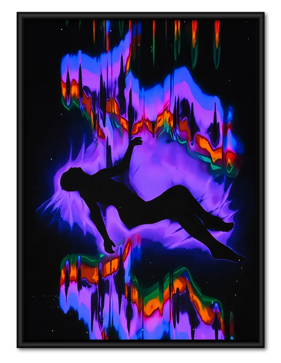 Neon Running Figure Reflection Wall Art 1