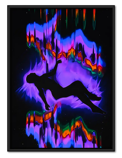 Neon Running Figure Reflection Wall Art