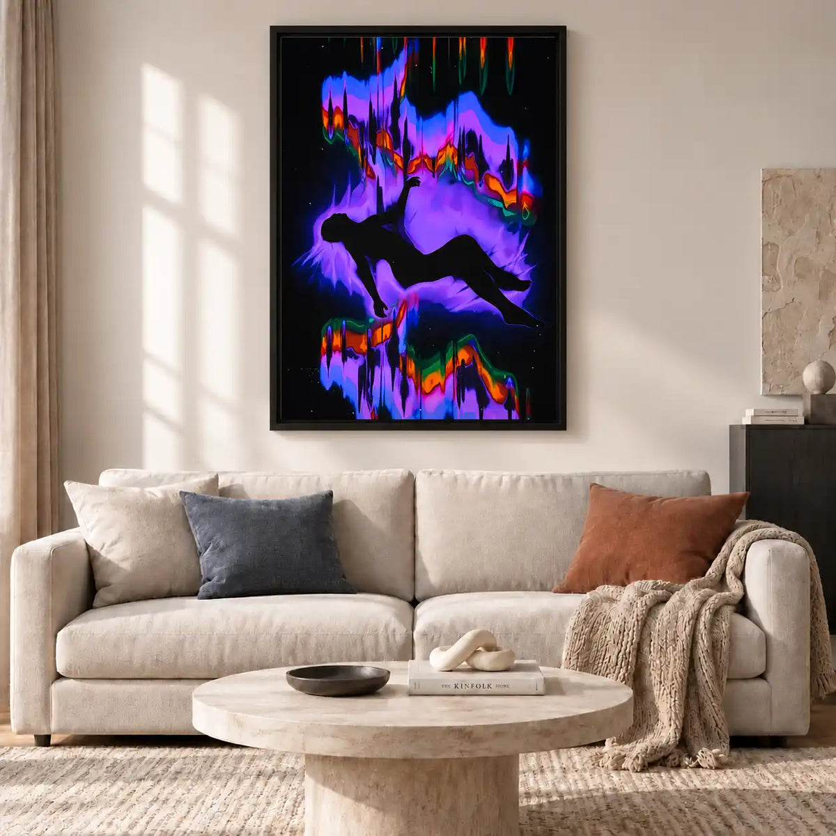 Neon Running Figure Reflection Wall Art 2