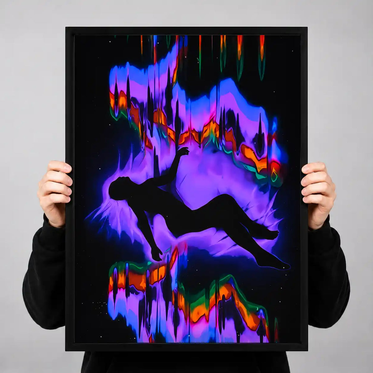 Neon Running Figure Reflection Wall Art 3
