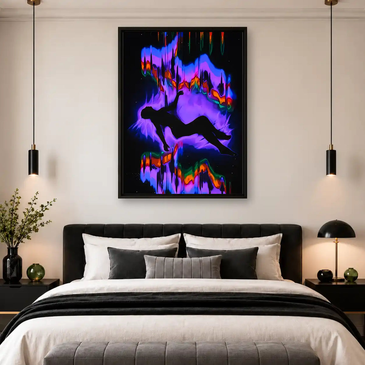 Neon Running Figure Reflection Wall Art 4