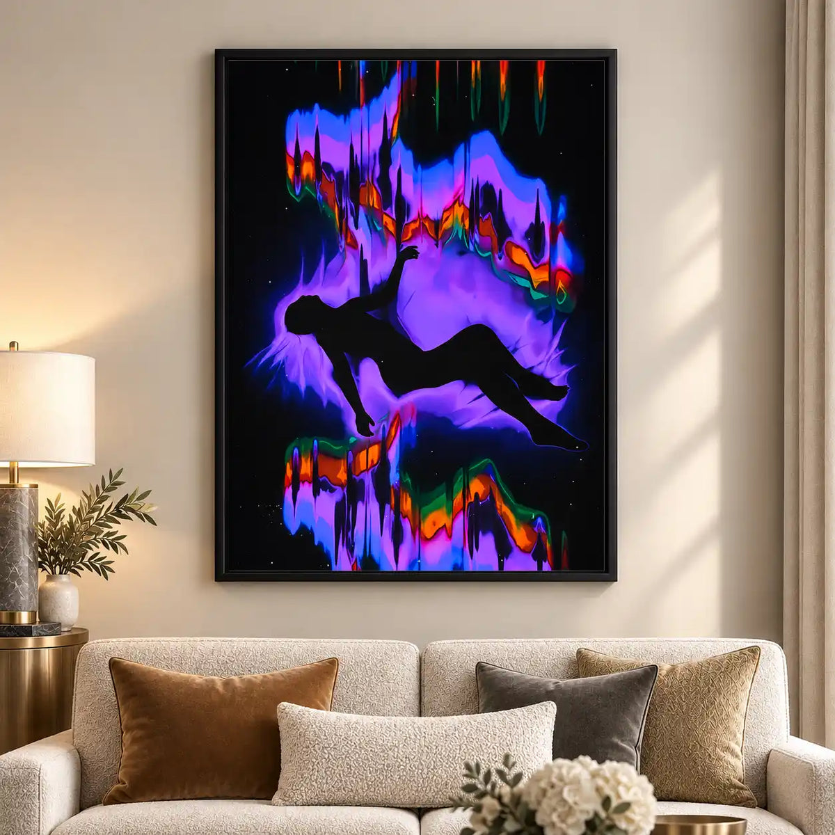 Neon Running Figure Reflection Wall Art 5