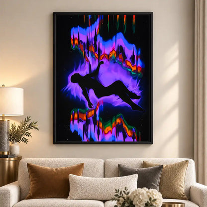 Neon Running Figure Reflection Wall Art 5