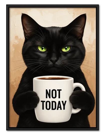 Not Today Coffee Cat Wall Art