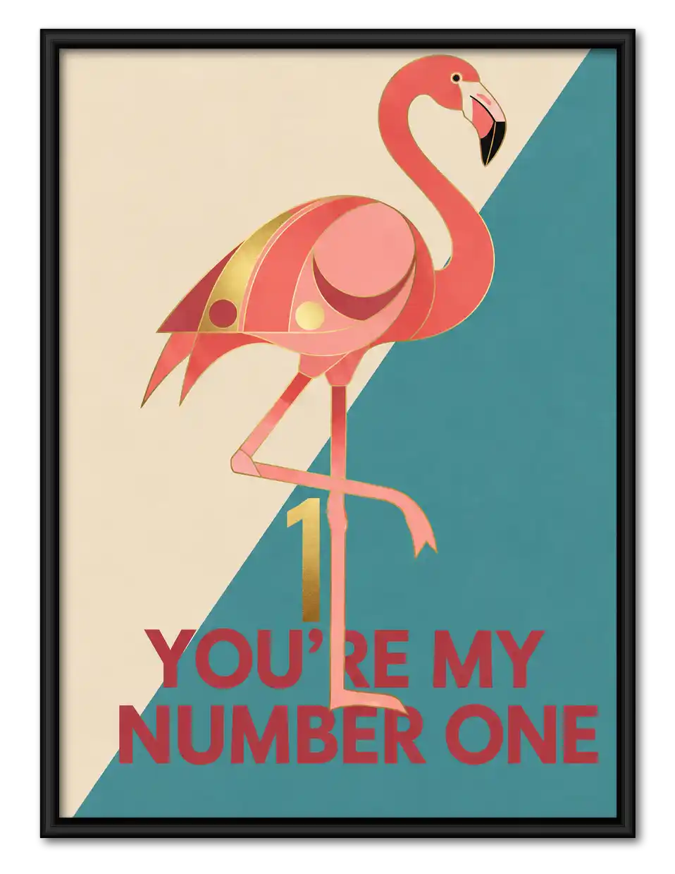 Number One Pink Flamingo Wall Art 1
