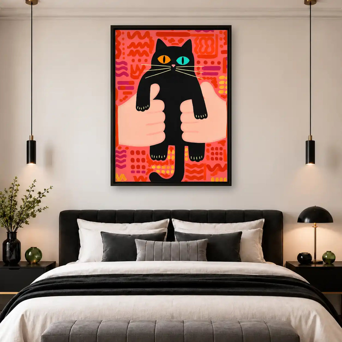 Odd Eyed Black Cat Wall Art 4