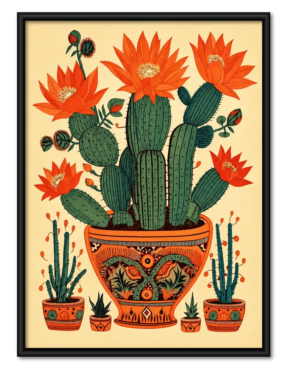 Orange Blossom Cactus Garden Wall Art 1