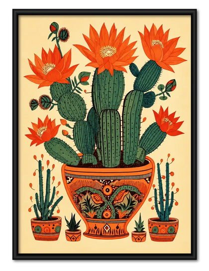 Orange Blossom Cactus Garden Wall Art