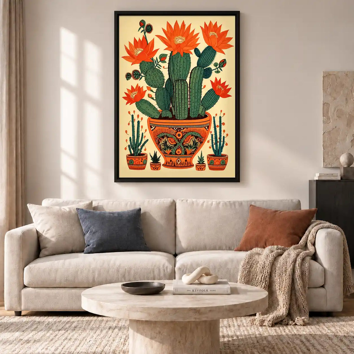 Orange Blossom Cactus Garden Wall Art 2