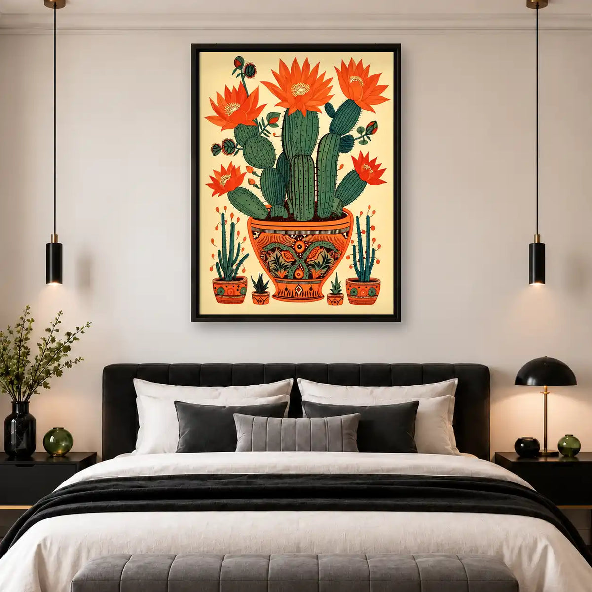 Orange Blossom Cactus Garden Wall Art 4