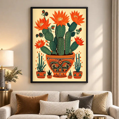 Orange Blossom Cactus Garden Wall Art 5