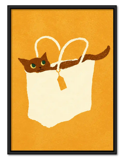 Orange Cat Hiding In Tote Wall Art
