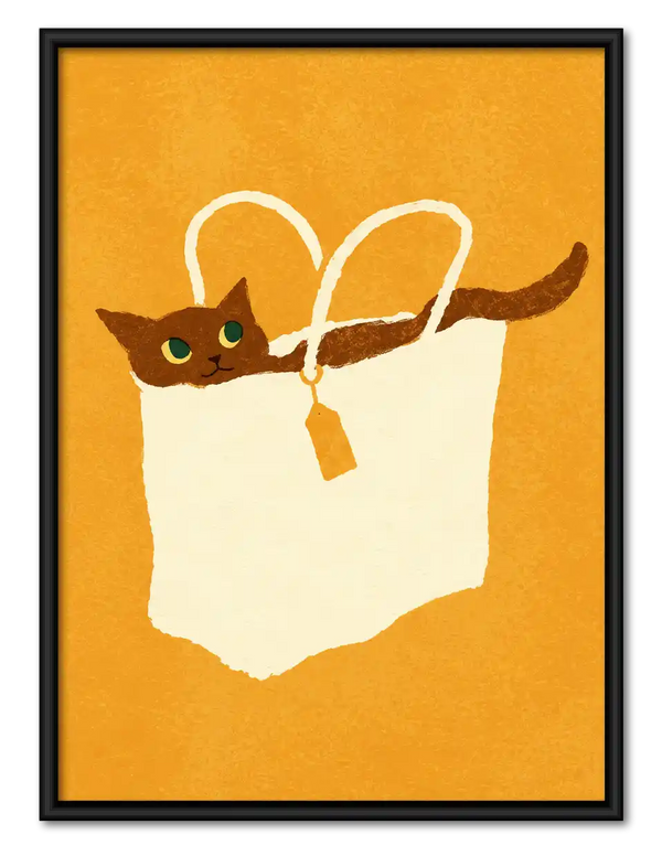 Orange Cat Hiding In Tote Wall Art