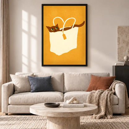 Orange Cat Hiding In Tote Wall Art 2
