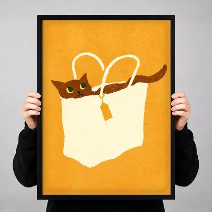 Orange Cat Hiding In Tote Wall Art 3