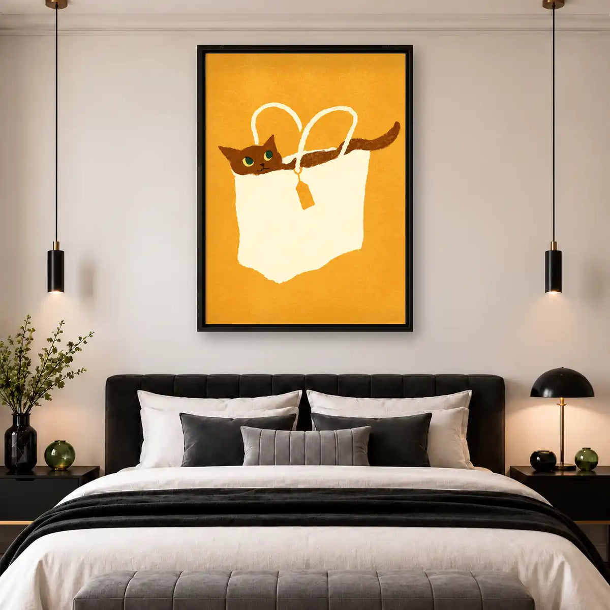 Orange Cat Hiding In Tote Wall Art 4