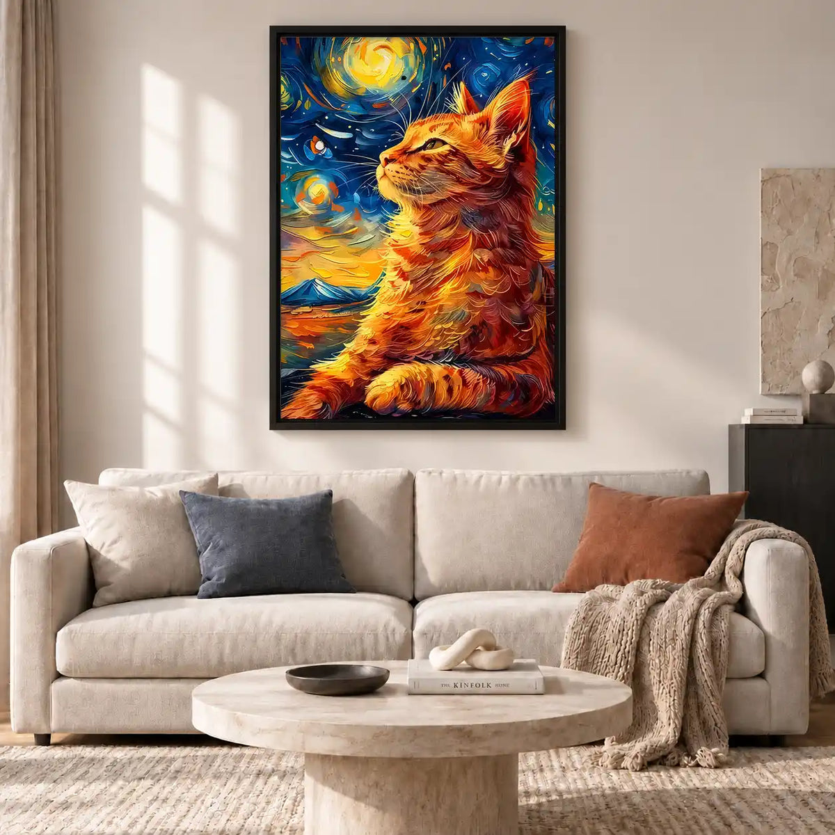 Orange Cat Under Starry Sky Wall Art 2