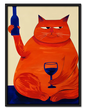 Orange Cat With Wine Wall Art