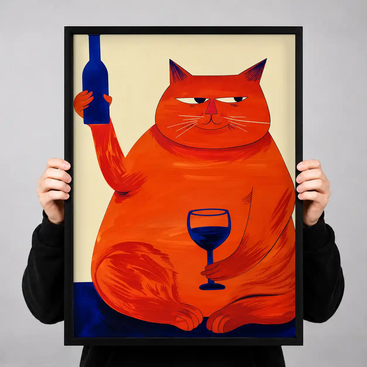 Orange Cat With Wine Wall Art 3