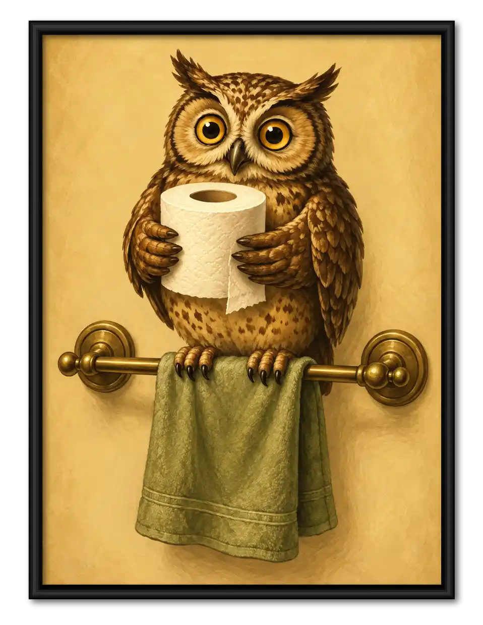Owl Holding Toilet Paper Wall Art 1