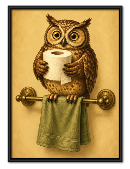 Owl Holding Toilet Paper Wall Art 1