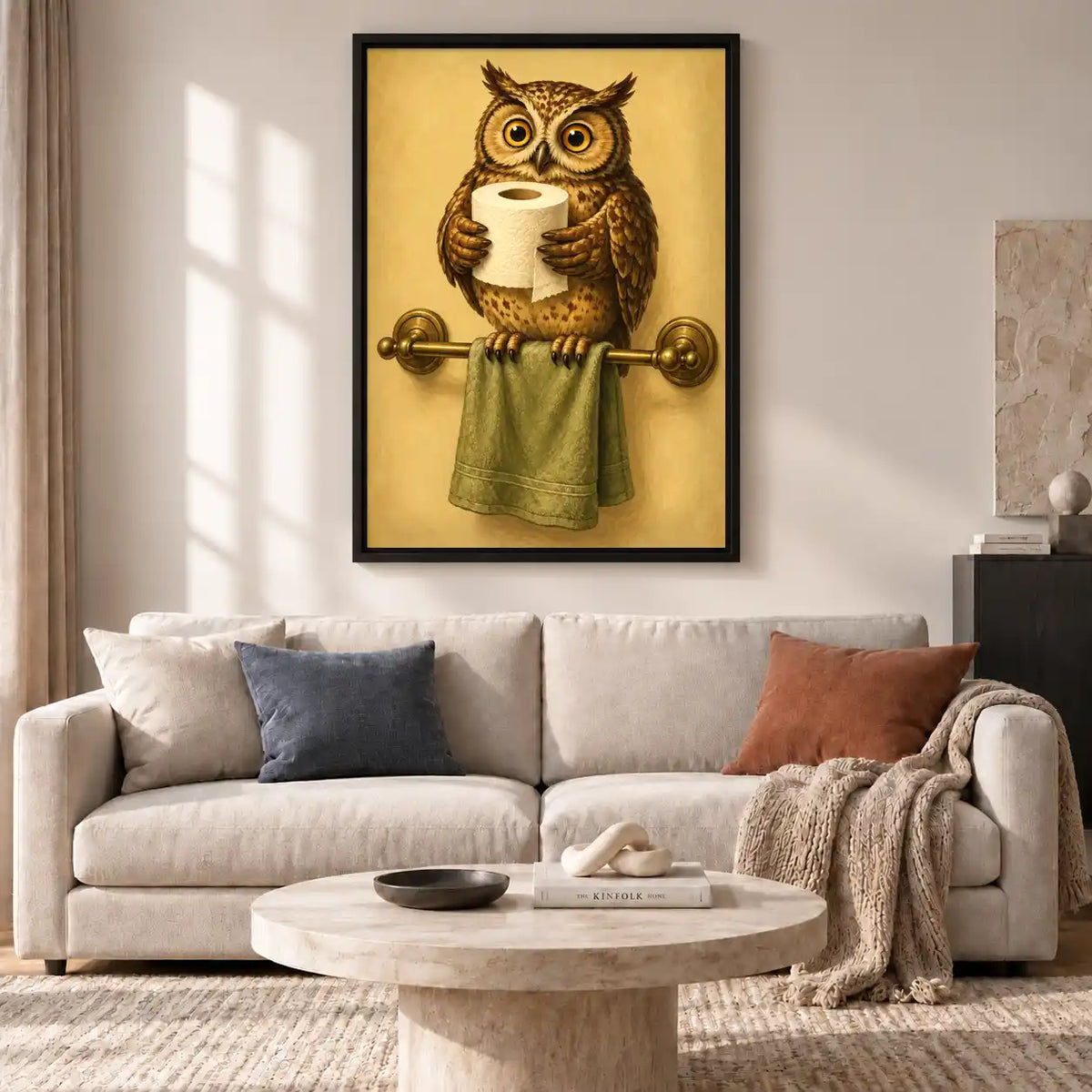 Owl Holding Toilet Paper Wall Art 2