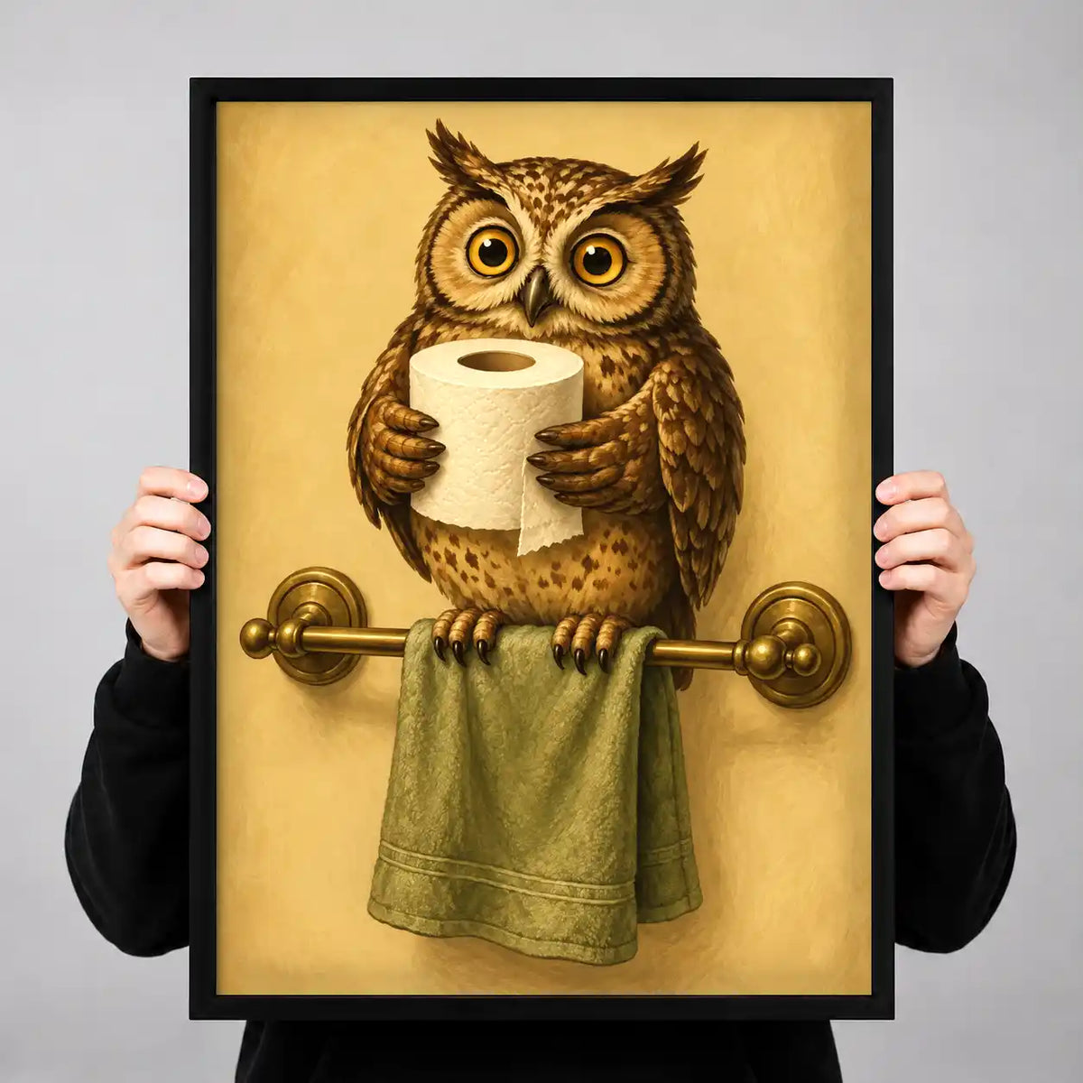 Owl Holding Toilet Paper Wall Art 3