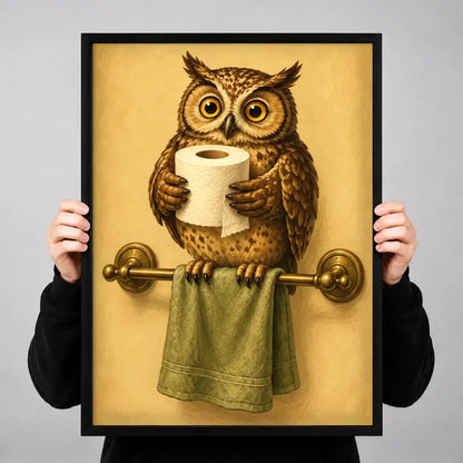 Owl Holding Toilet Paper Wall Art 3