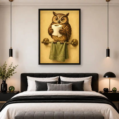 Owl Holding Toilet Paper Wall Art 4