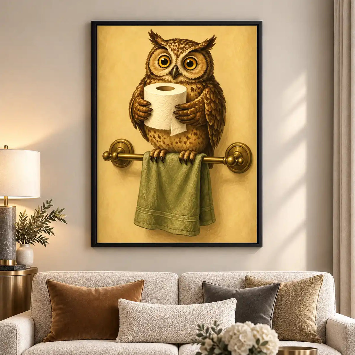 Owl Holding Toilet Paper Wall Art 5