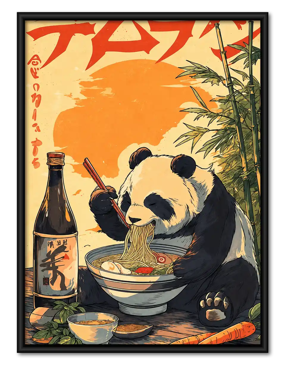 Panda Eating Ramen Wall Art 1