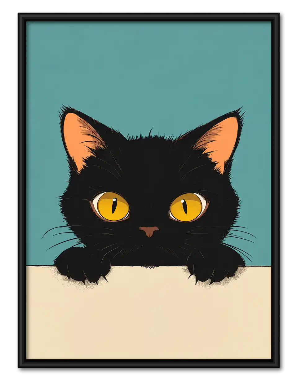 Peeking Black Cat Wall Art 1